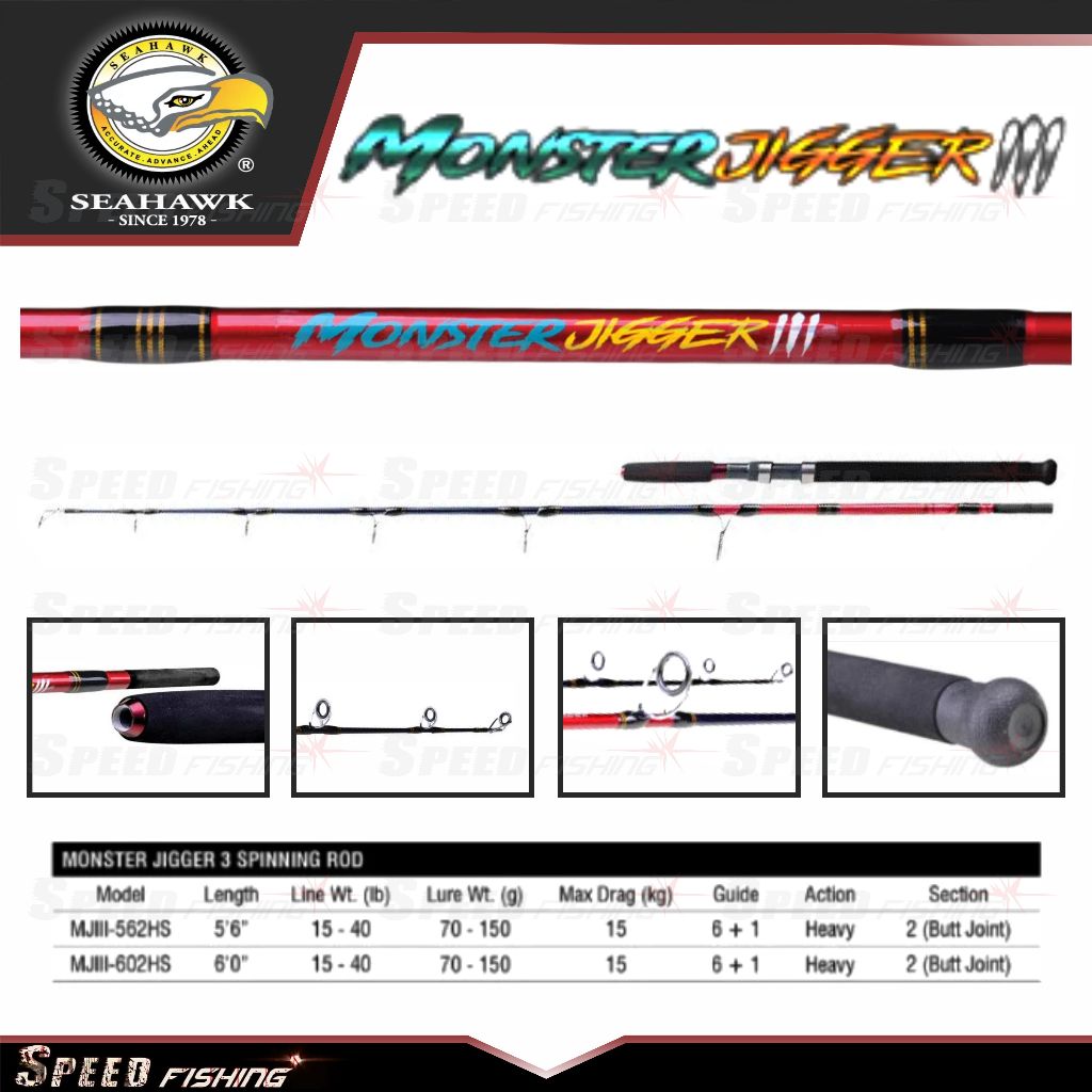 Jual Joran Pancing Seahawk Monster Jigger III Spinning Solid Carbon ...