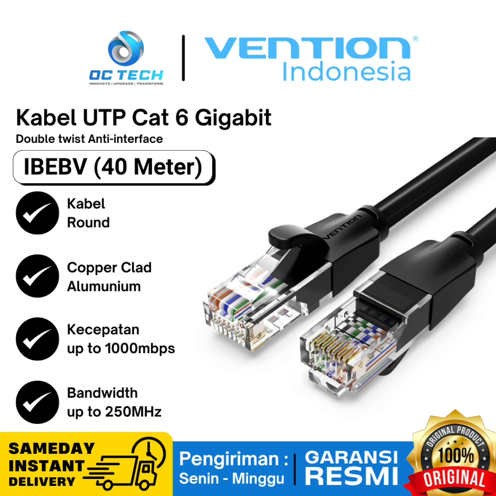 Jual Vention IBE Kabel LAN Ethernet Gigabit RJ45 Cat 6 Cat6 UTP 20M 30M ...