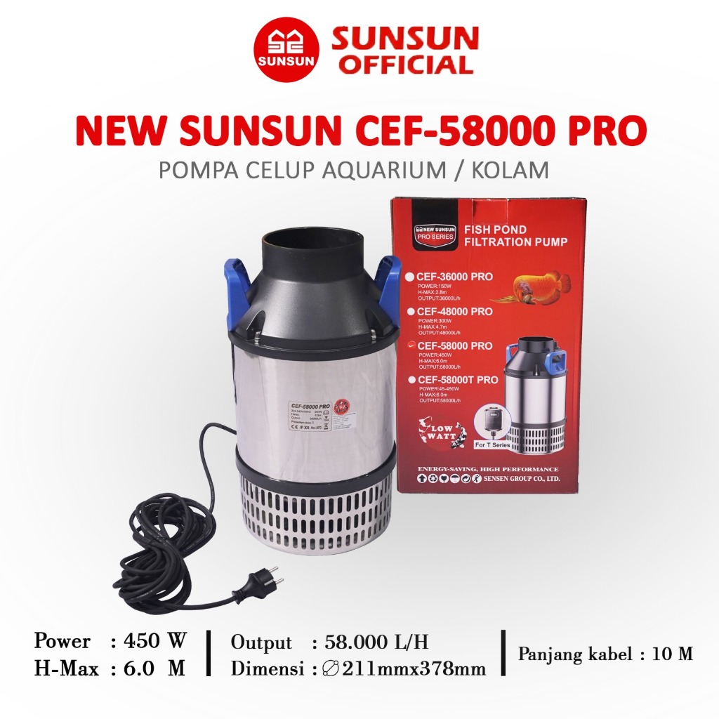 Jual NEW SUNSUN CEF 58000 PRO Water Pump Kolam Aquarium Tanpa Pipa ...