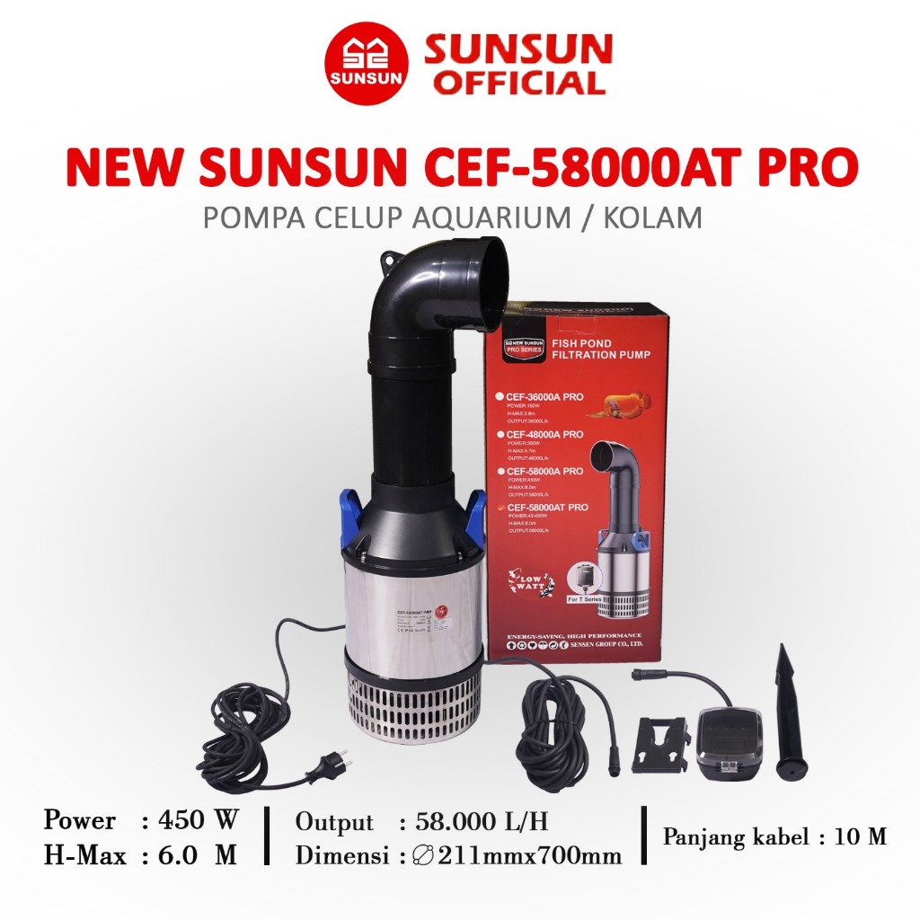 Jual NEW SUNSUN CEF 58000 A ( T ) PRO Water Pump Kolam Aquarium Dengan ...