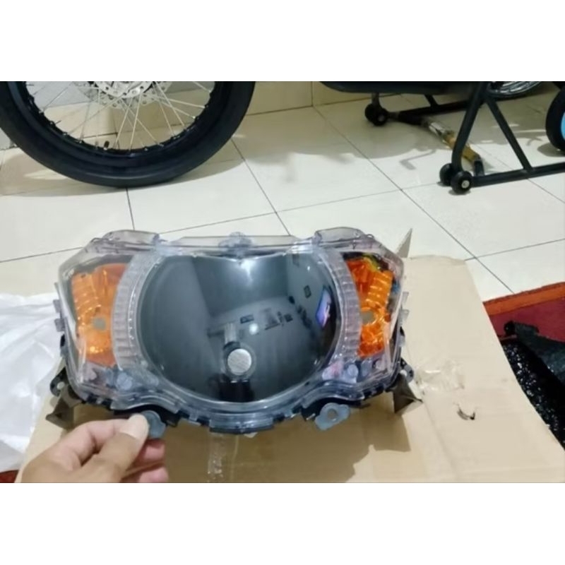 Jual Headlamp Reflektor Plus Mika Kaca Lampu Depan Mio Soul Gt Custom Hitam Oranye Fullset