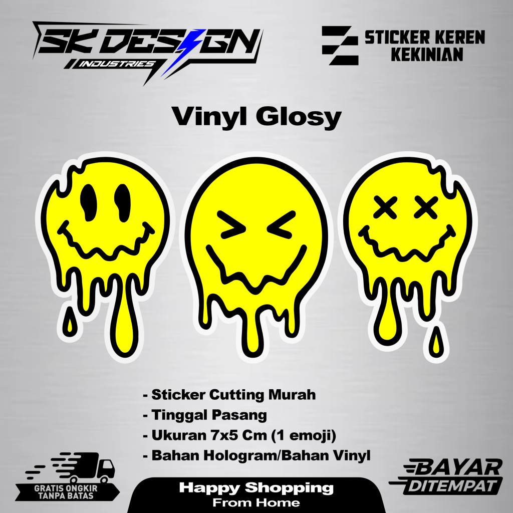 Jual Sticker Kecil Emoji Keren 3 pcs Ukuran 7x5 cm -Sudah Cutting ...