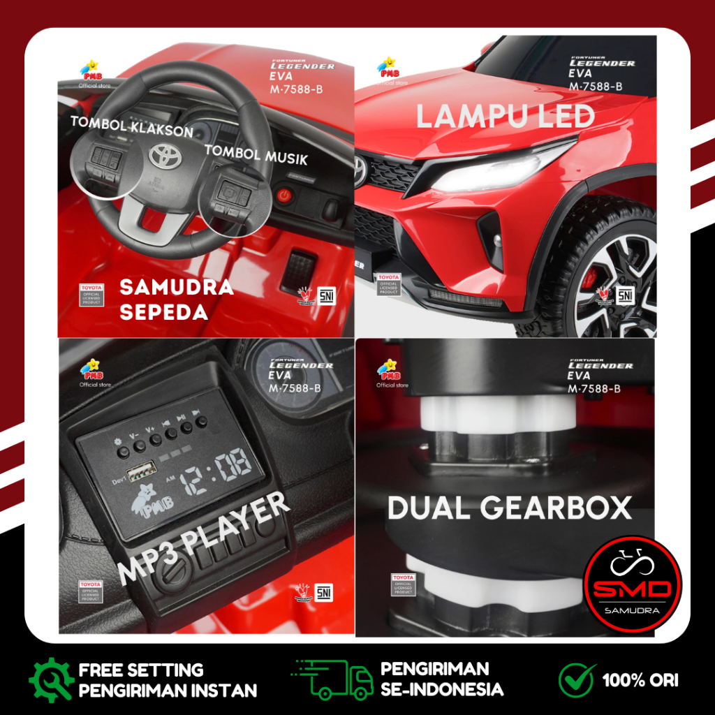 Jual Mobil Aki Mainan Anak Cas Remote Merk PMB 7588B Fortuner Legender ...