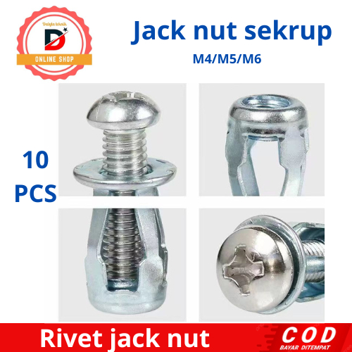 Jual Jack Nut - Rivet Plat Metal Mur Baut Drat Sekrup Fisher M4 M5 M6 ...