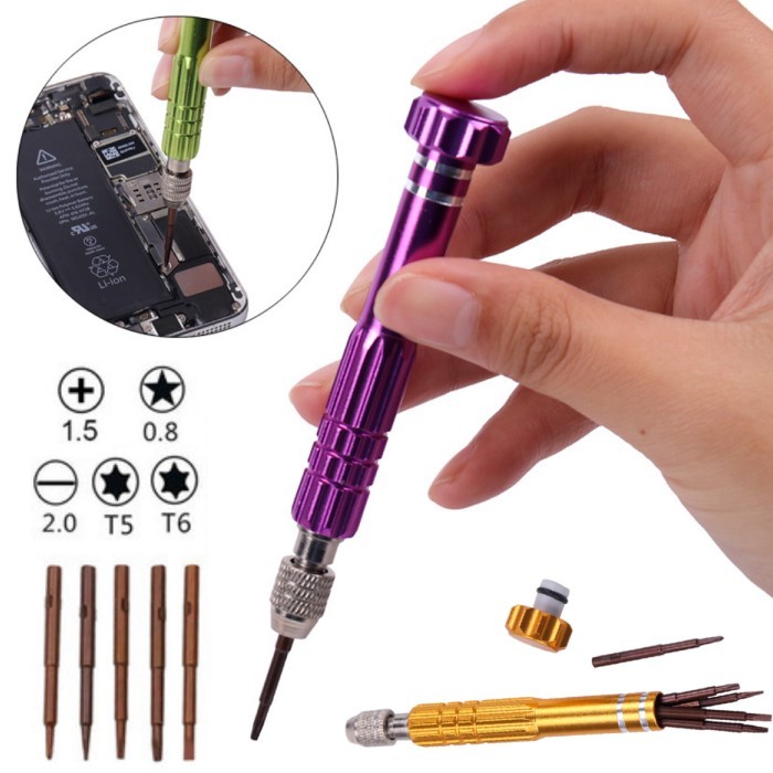 Jual obeng Obeng Set Magnet 5 In 1 - Obeng Handphone Android - Obeng ...