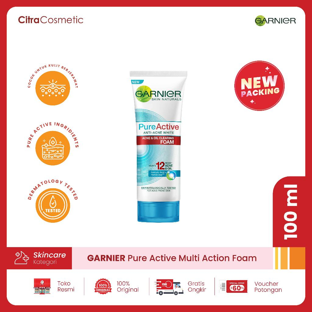 Jual Garnier Pure Active Multi Action Foam 100Ml | Shopee Indonesia