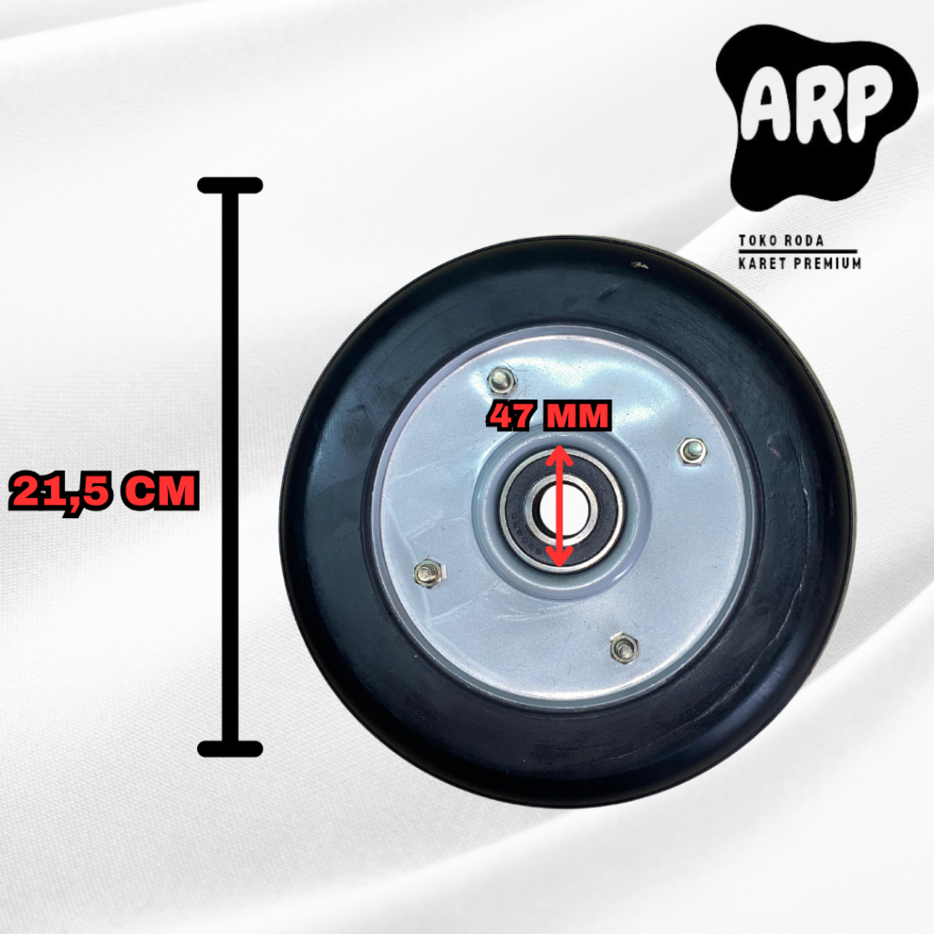 Jual Roda Troli 8 inch Double Bearing Velg Besi Laher 6204 Full Karet ...