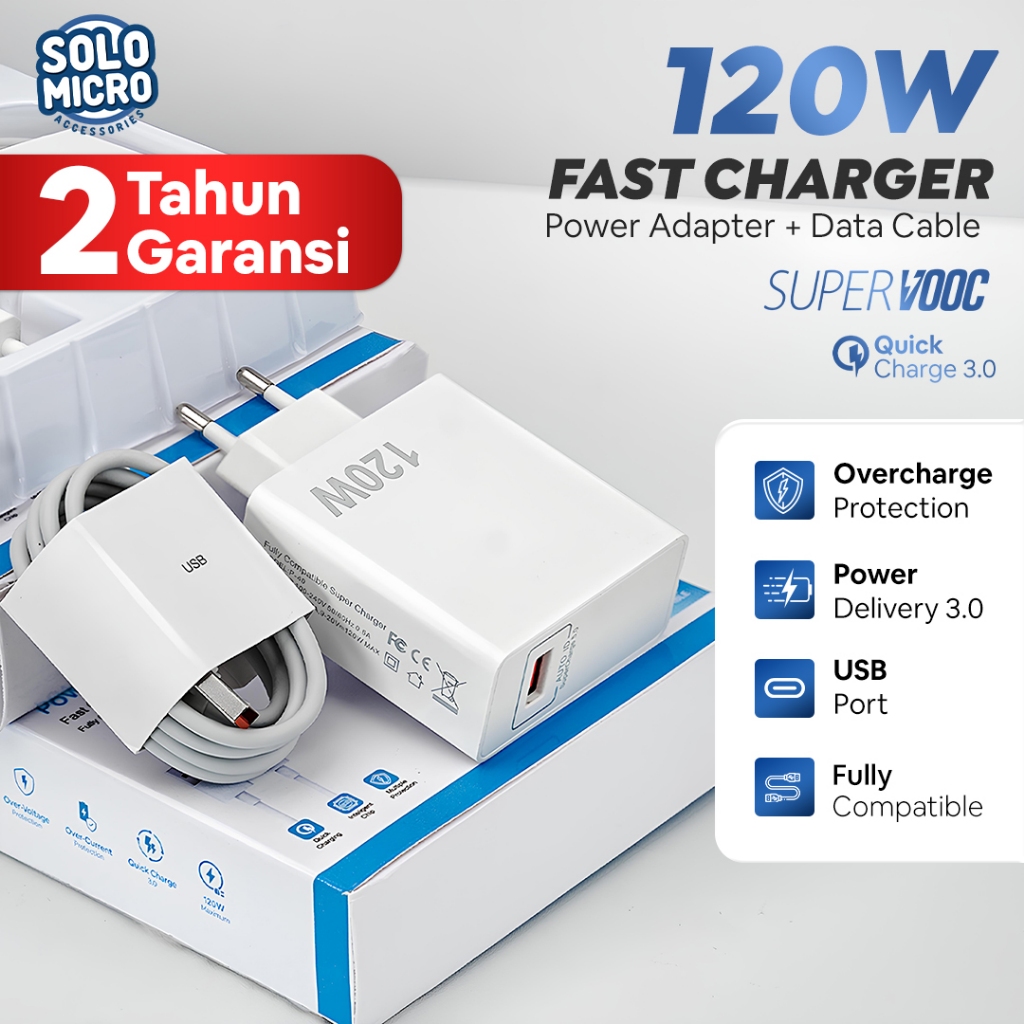 Migoz Charger Android 120W Fast Charging Micro Type C Quick Charge  Support VOOC Oppo Redmi