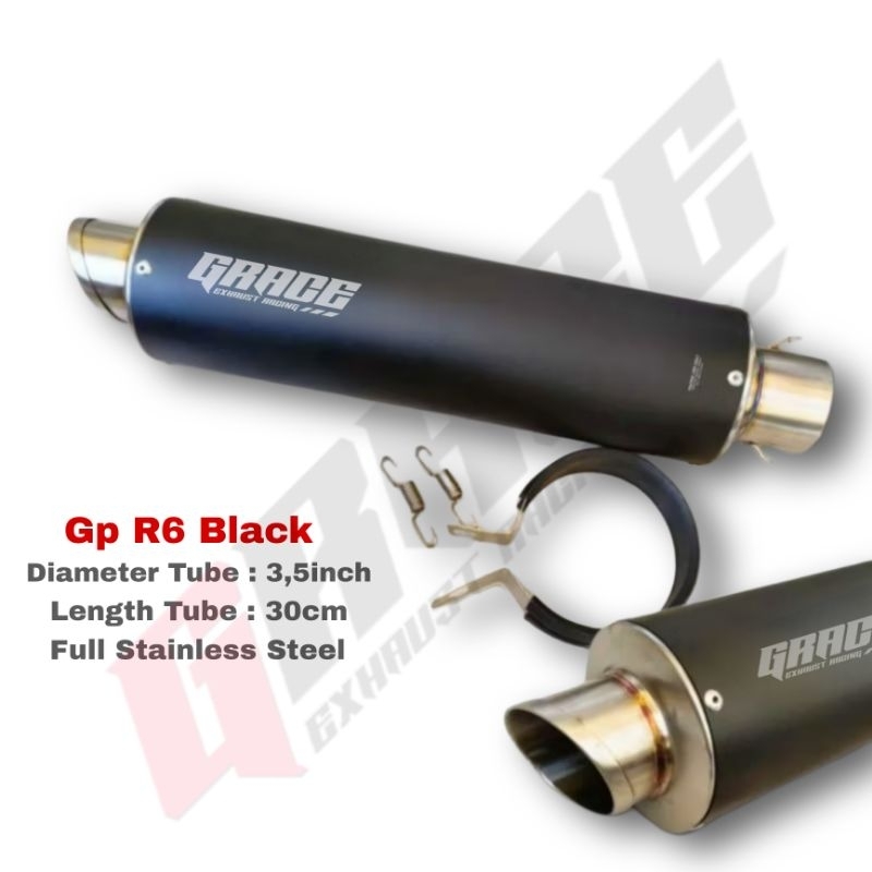 Jual silincer knalpot racing original Grace type gp r6 black | Shopee ...