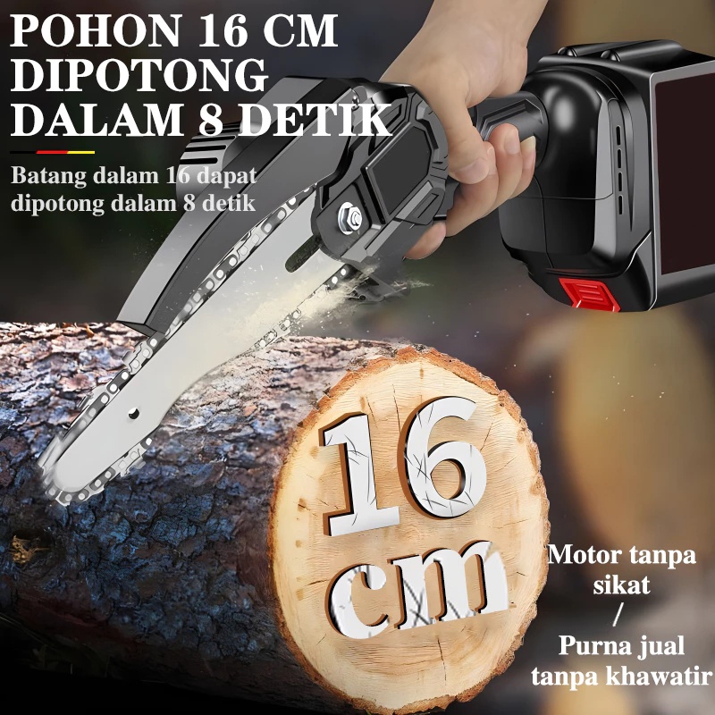 Jual Mesin Chainsaw 6 Inch Cordless Gergaji Pemotong Kayu Gergaji ...