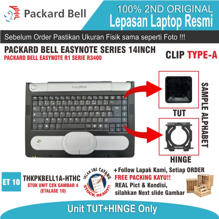 Jual ET10 THKPKBELL1A-HTHC TUT SET HINGE KEYBOARD LAPTOP PACKARD BELL ...