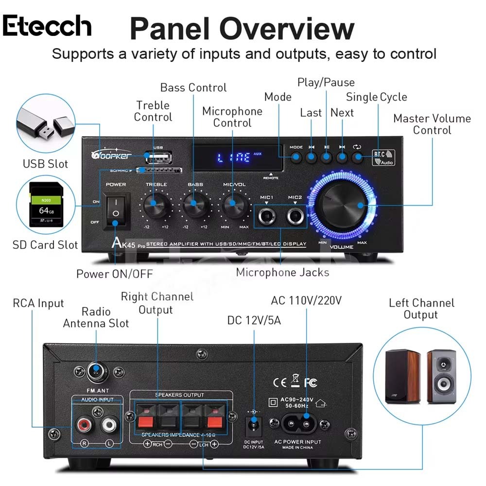 Jual Bluetooth Eq Audio Amplifier Karaoke Home Theater Fm W Shopee