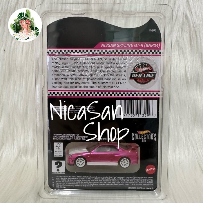 Jual HOT WHEELS Nissan Skyline R34 Club Exclusive RLC 2023 Pink - Phil ...