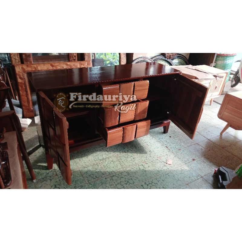 Jual Buffet bufet credenza meja tv kayu jati balok lego bata anyaman ...