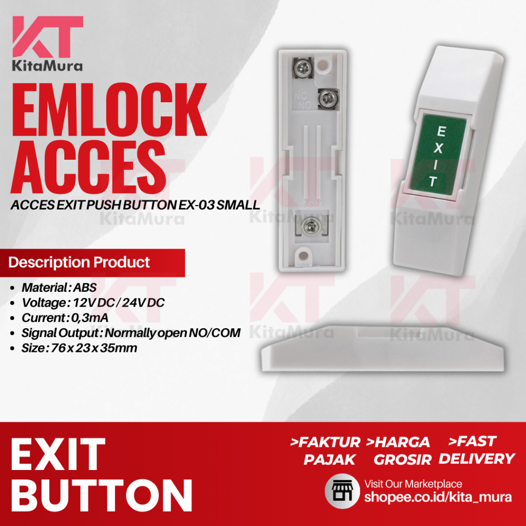 Jual Emlock Acces Exit Button Door Release Exit Small | Shopee Indonesia