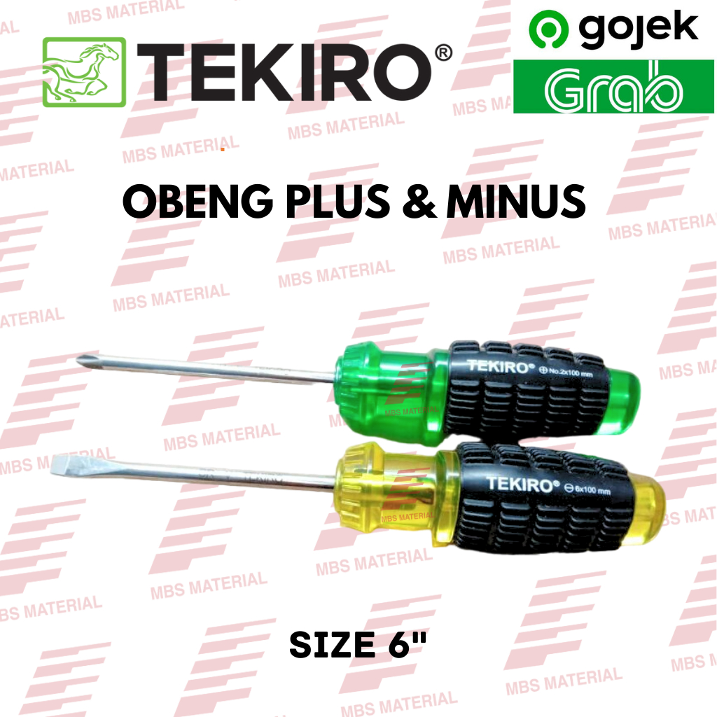 Jual Tekiro Obeng Gagang Karet Plus Minus + - 6