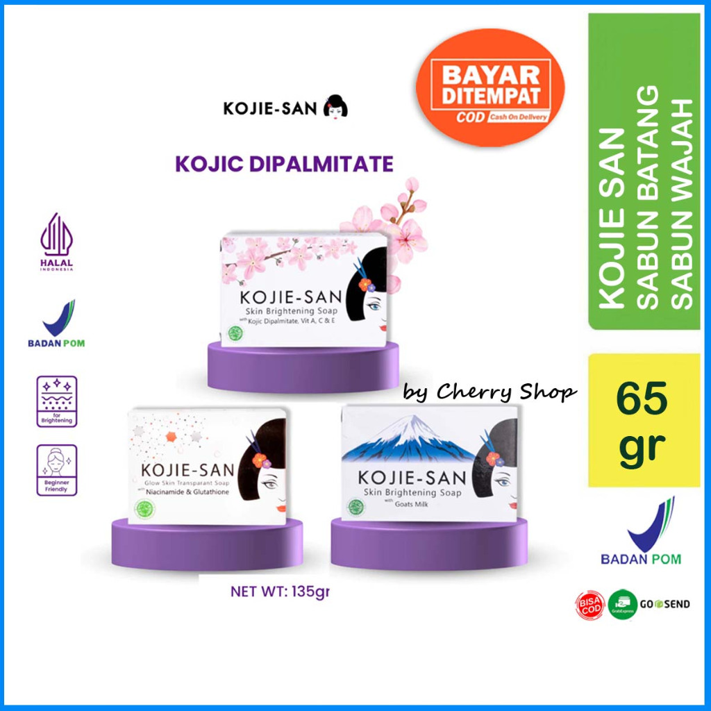 [READY] [65GR] [BPOM] Kojie-San - Brightening Soap Kojic 65 gr | Kojic Acid Sakura Ekstrak | Kojie San Sabun | Goats Milk | Niacinamide By Cherry Shop