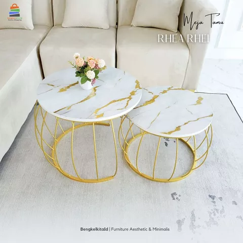 Meja Tamu Minimalis Aesthetic Rhea Rhei | Meja Sofa Minimalis Ruang Tamu | Furniture Ruang Tamu