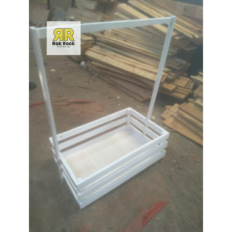 Jual Wooden Storage 60x23x18 Keranjang Kayu putih keranjang Hampers ...