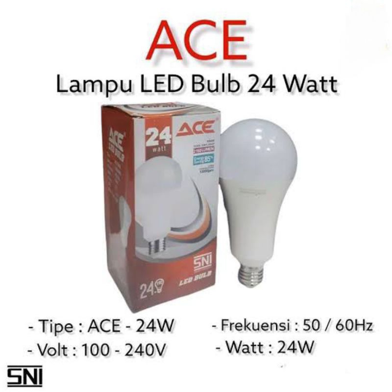 Jual ACE LAMPU BOHLAM LED BULB 24 WATT CAHAYA PUTIH / LAMPU ACE BULB 24 ...