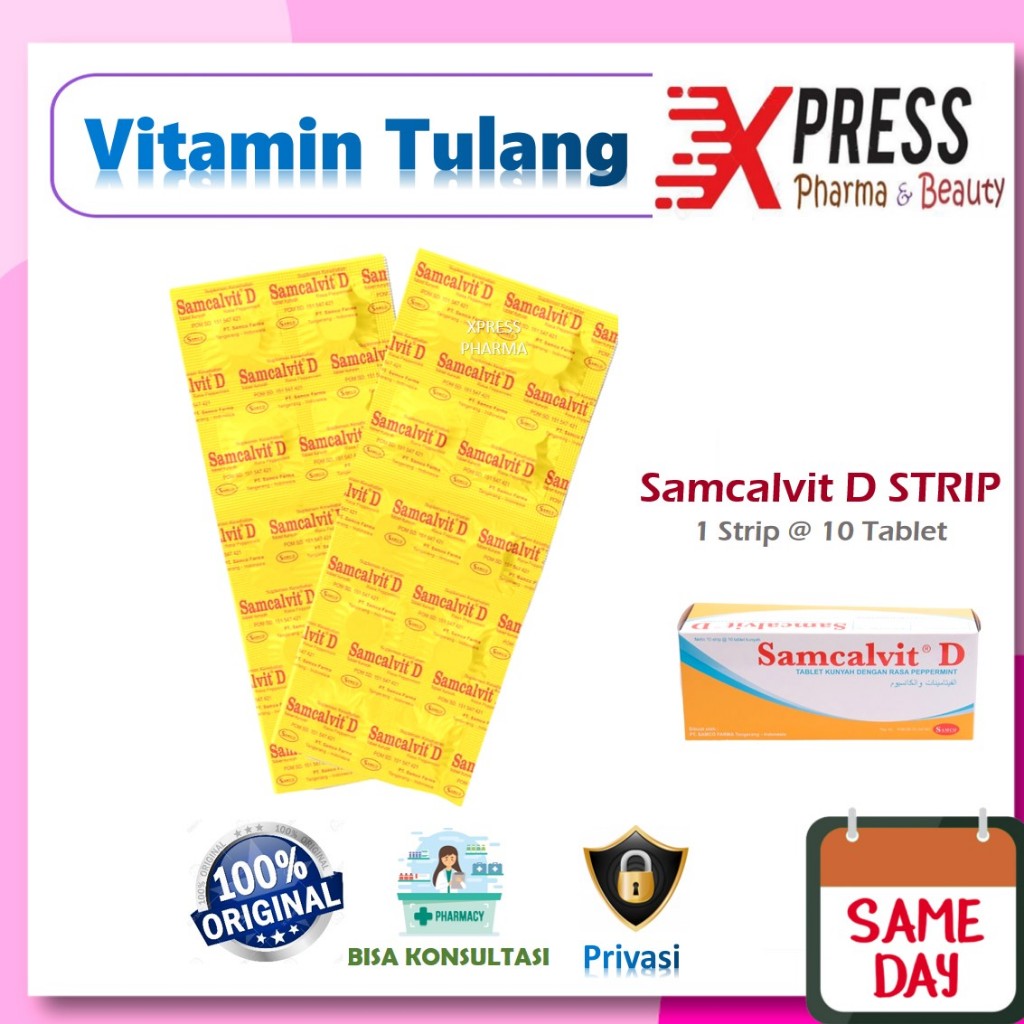Jual XPRESS ! STRIP SAMCALVIT D isi 10 Tablet Vitamin Tulang Kalsium ...