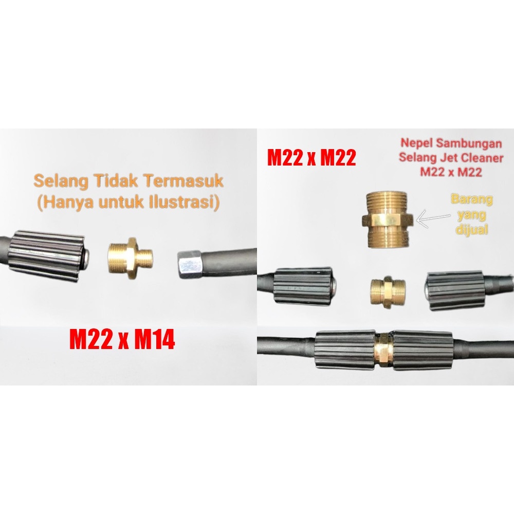Jual Sambungan konektor NEPEL M22 x M14 adapter konverter selang hose ...