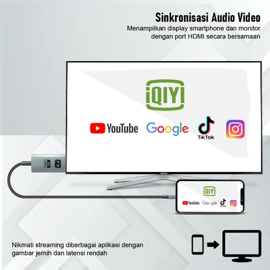 Kabel USB Type C ke HDMI TV Monitor Proyektor Converter Tablet Smartphone 1 Meter PX MHA-301C