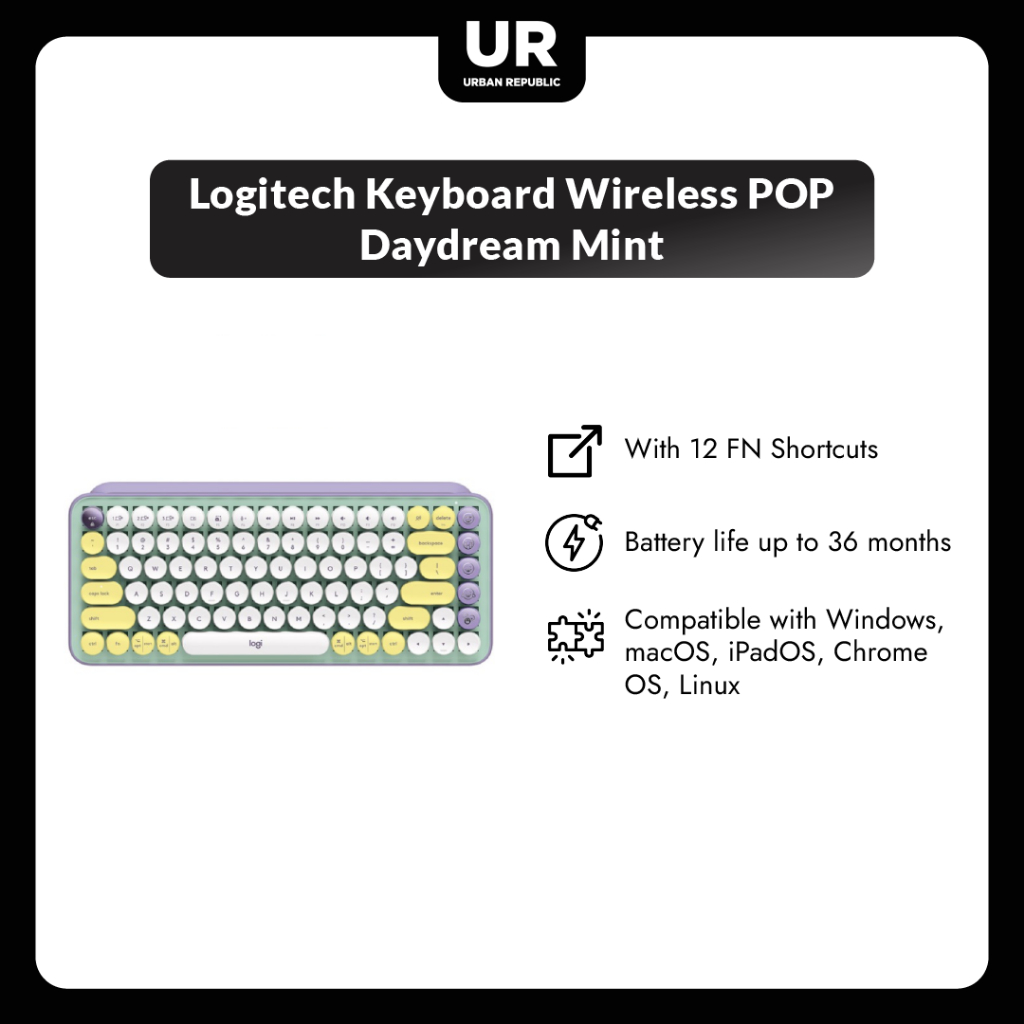 Jual Logitech Keyboard Wireless POP - Daydream Mint | Shopee Indonesia