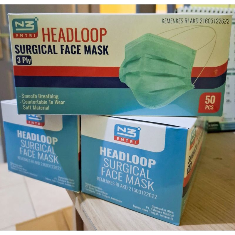 Jual Masker Bedah Hijab 3 Ply Surgical Face Mask Headloop N3 Box ...