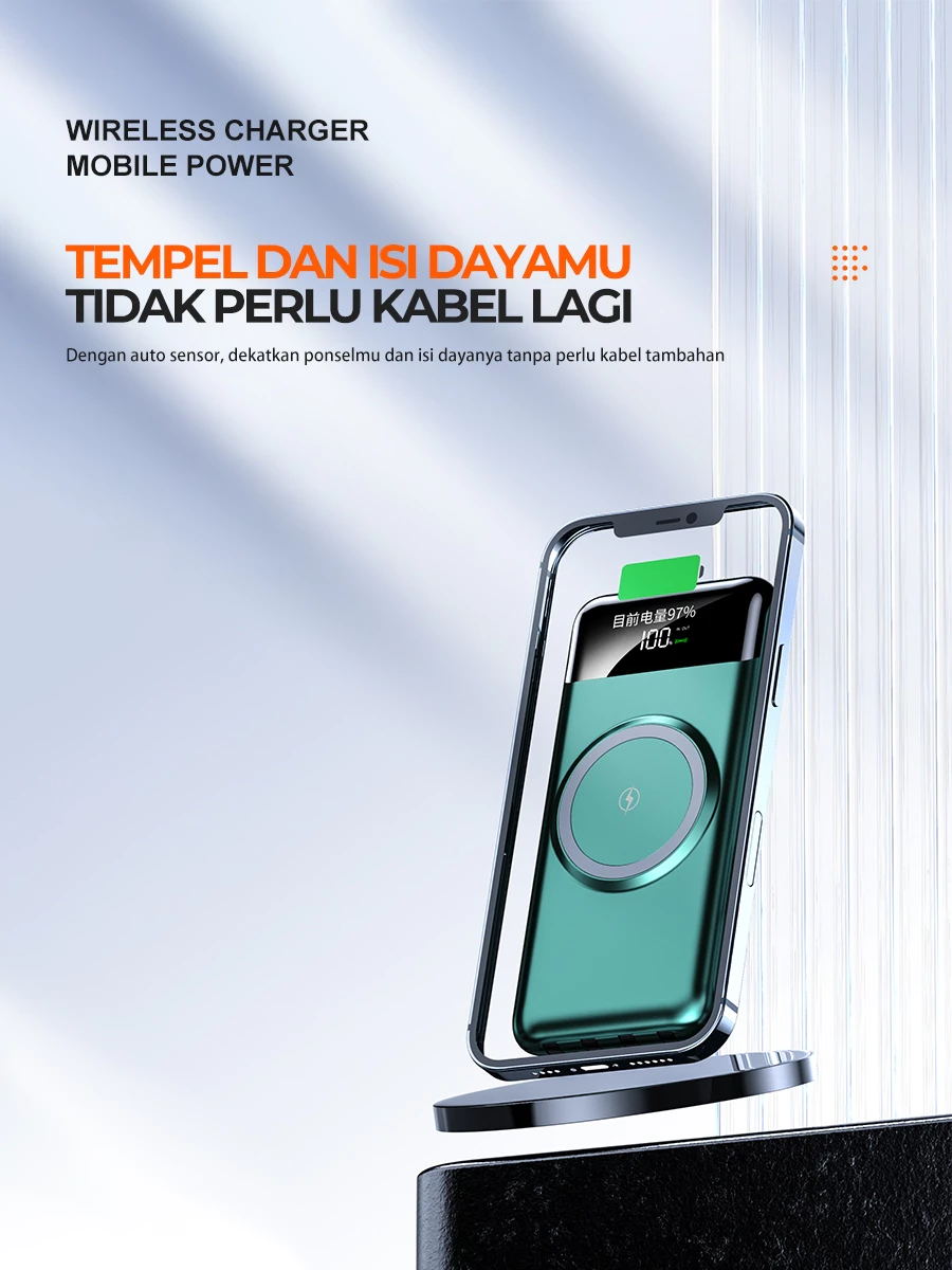 SKCBO Wireless Powerbank 20000mAh / Built In Cable Power Bank