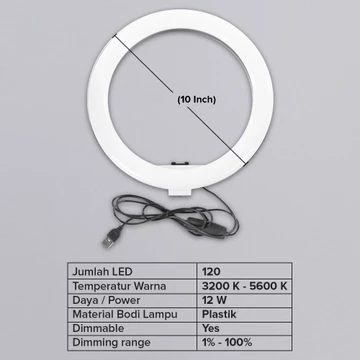 Lampu Halo Ring Light LED 120LED 10Inch With Holder And Mini Tripod Cocok Untuk Live Makeup