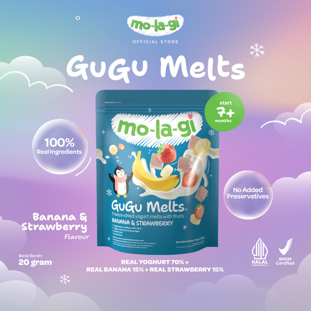 Jual Molagi - Gugu Melts Banana & Strawberry 20gr- Snack Sehat Anak ...