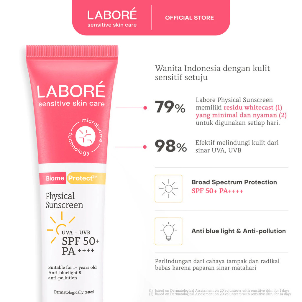 Jual New ! Labore Physical Sunscreen SPF 50 PA++++ l Netto 10 mL & 30 ...