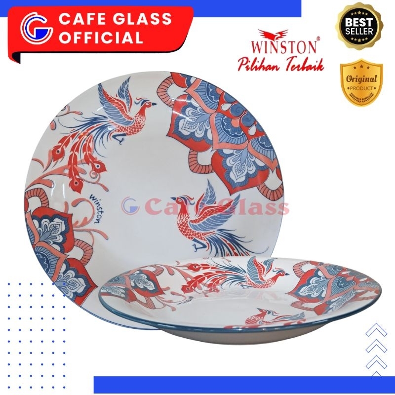 Piring Soup 9.25 Motif Cendrawasih Batik - Piring Makan Dinner Set - Keramik Tableware Winston
