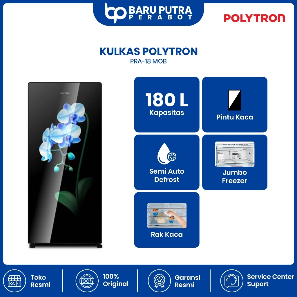 Jual Kulkas POLYTRON Belleza 1 pintu 180 liter PRA 18MOB / 18MOW ...