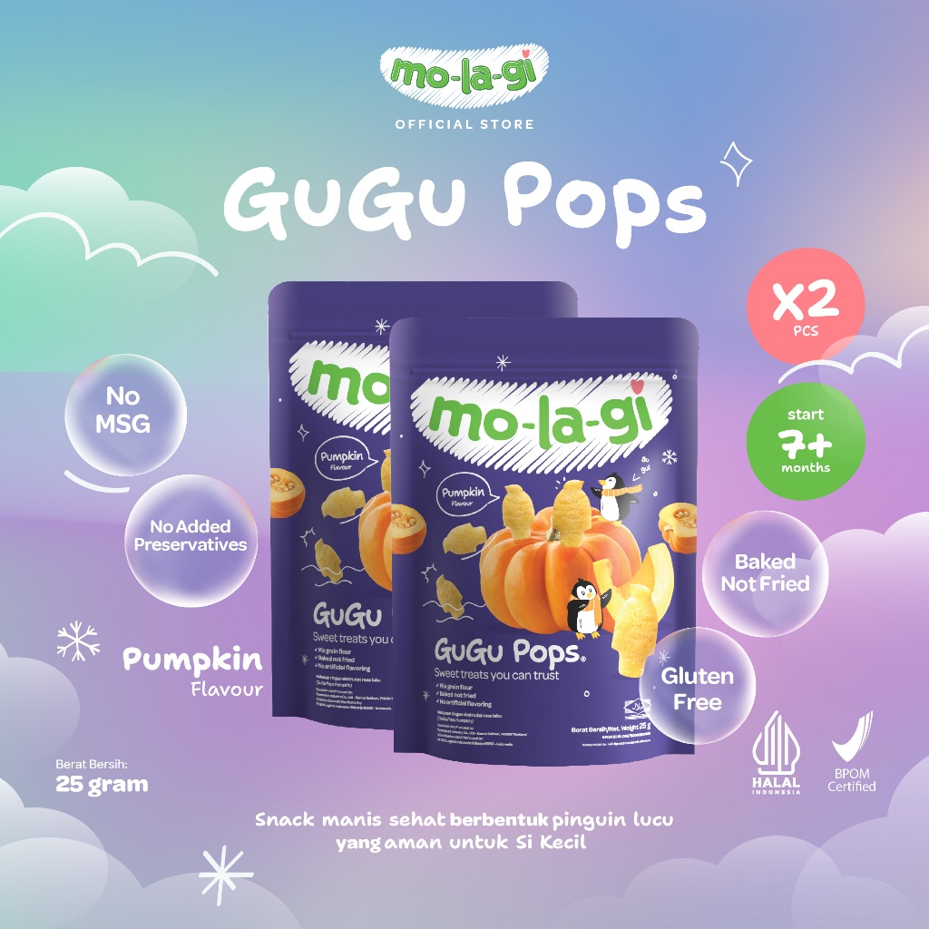 Jual Molagi - Double Bundle Gugu Pops Pumpkin 25gr - Isi 2 Snack Sehat ...