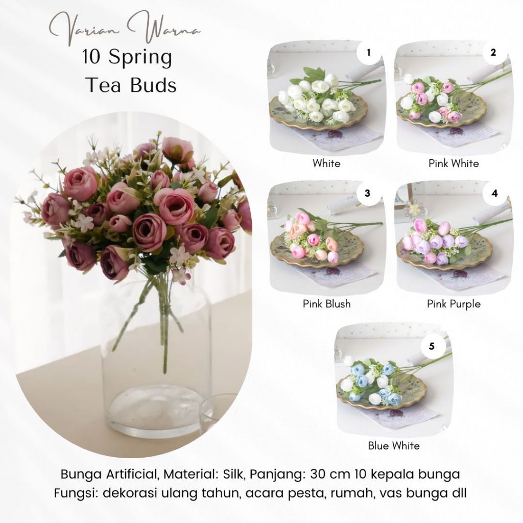 Jual 10 SPRING TEA BUDS / KEPALA BUNGA PALSU / BUNGA BUKET / BUNGA ...
