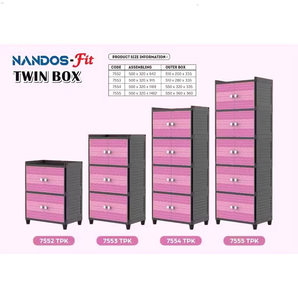 Jual NANDOS - Lemari Plastik Nandos Fit Twin Box - Naiba 7555