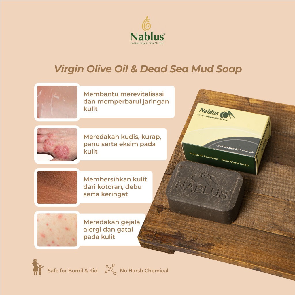Jual Nablus Herbal Soap Dead Sea mud Sabun Nablus Atasi Kulit Gatal ...