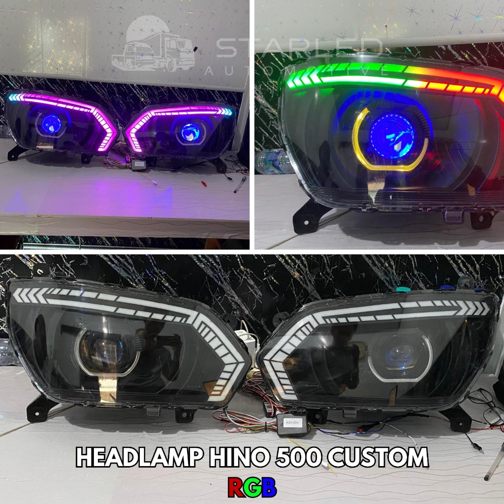 Jual Head Lamp Hino 500 Set Biled Custom RGB Headlamp Truk Hino 500 ...