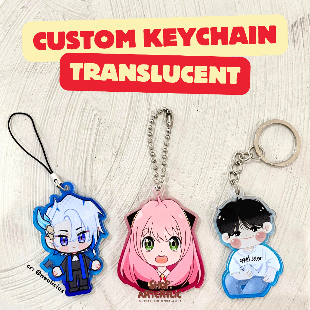 Jual Custom Keychain Translucent Gradasi Gantungan Kunci Akrilik UV ...