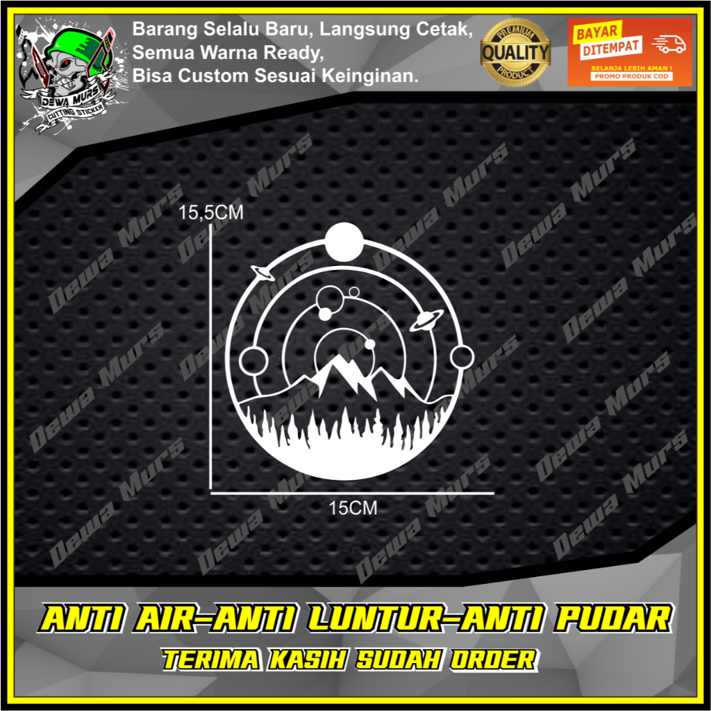 Jual Cutting Sticker PLANET DAN GUNUNG BULAT Sticker Cocok Buat Motor ...