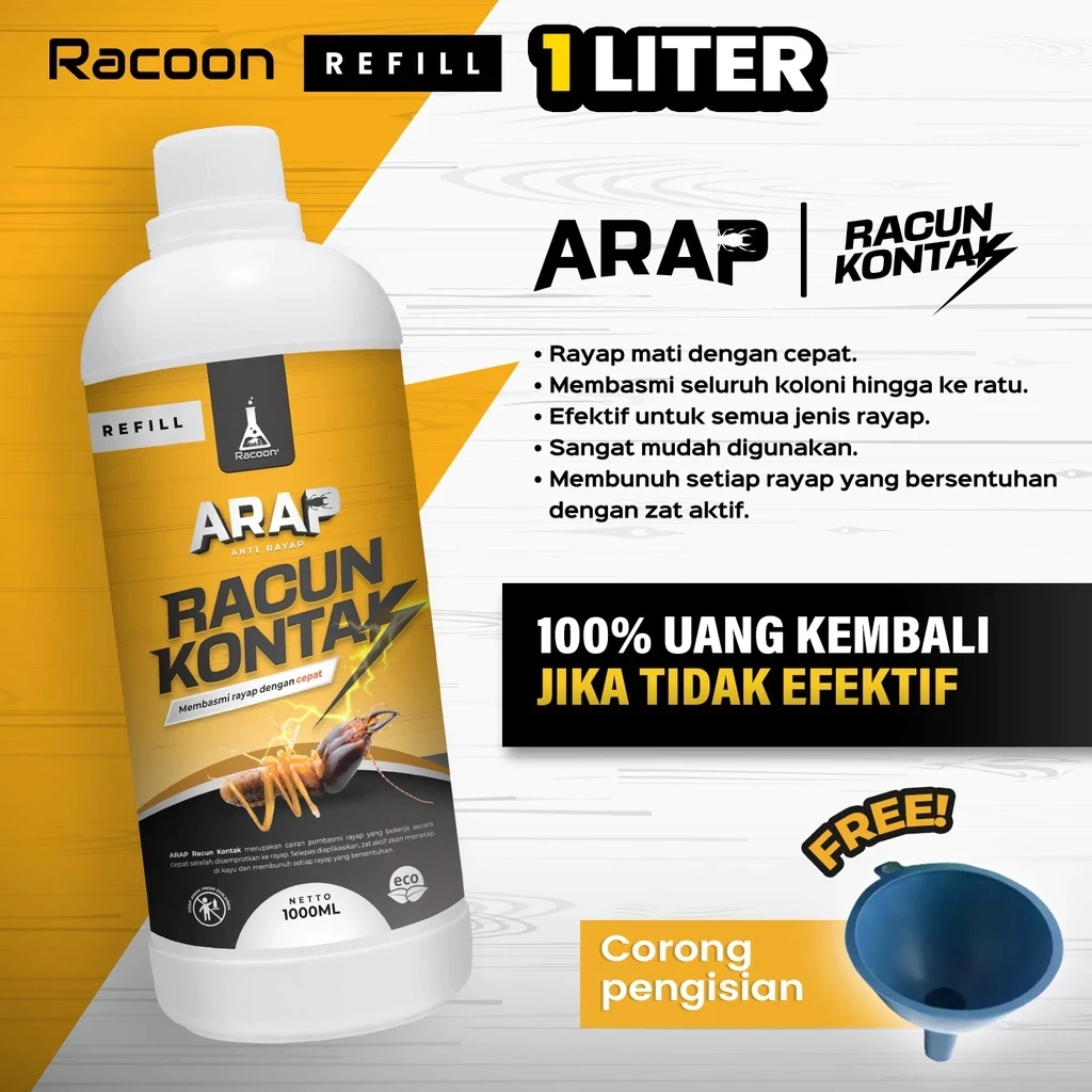 Jual Racoon Anti Rayap Racun Kontak 1 LITER ARAP Quick Action RACOON ...