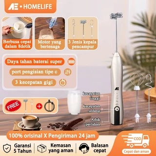 AE Hand Mixer Mini Hand Blender Portable Milk Frother Pengocok Telur Pengaduk Kopi Elektrik 3 IN 1 Portable USB Rechargeable