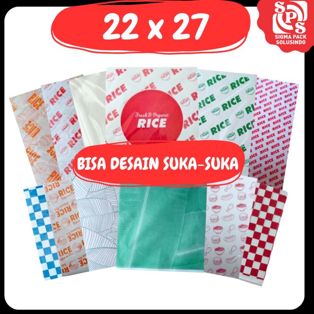 Jual KERTAS NASI Isi 100 22x27 Lembar LAMINASI MOTIF Padang Fried ...