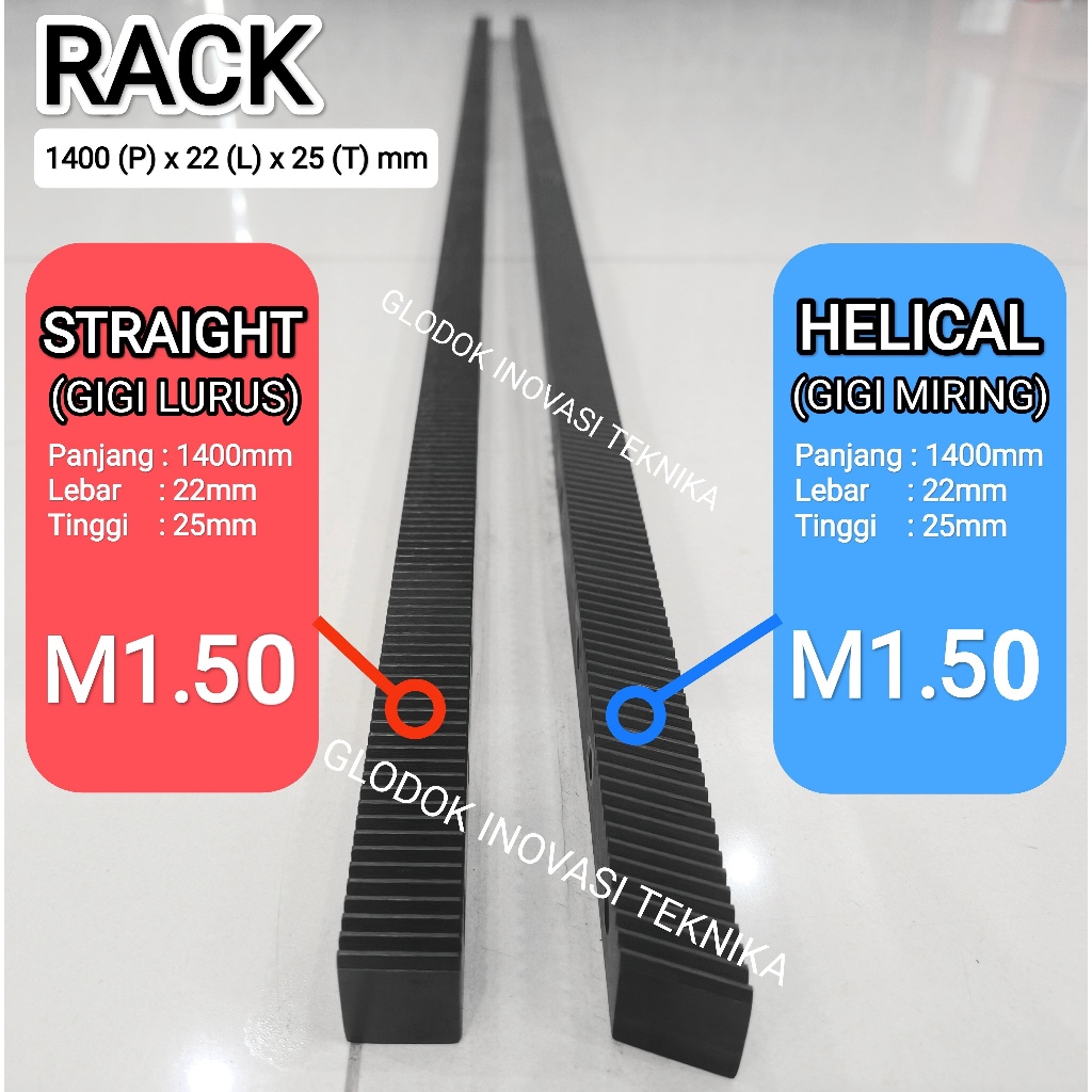 Jual Batang rel guide helical straight gigi miring lurus gear rack ...
