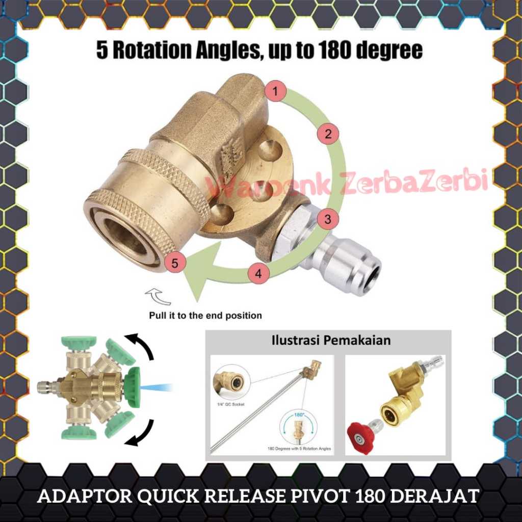 Jual KEPALA ADJUSTABLE PIVOT ADAPTOR ADAPTER KONEKTOR SAMBUNGAN NOZZLE ...
