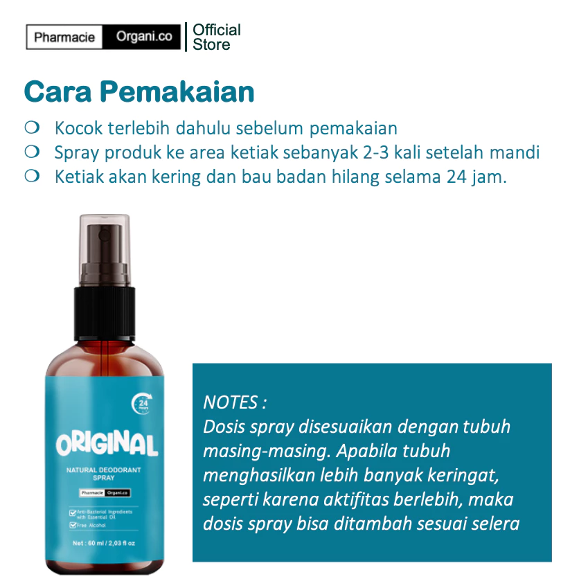 NATURAL DEODORANT TAWAS SPRAY ORGANIK BY PHARMACIE ORGANICO