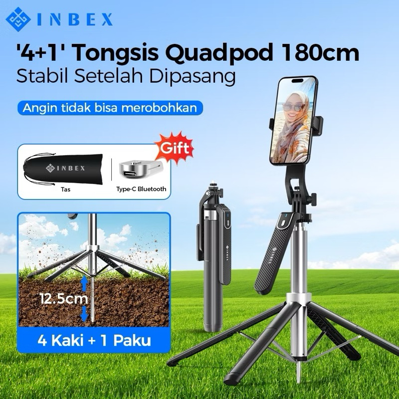 Jual INBEX IB-180 Tripod Tongsis Quadpod Handphone Bluetooth 1.8m ...