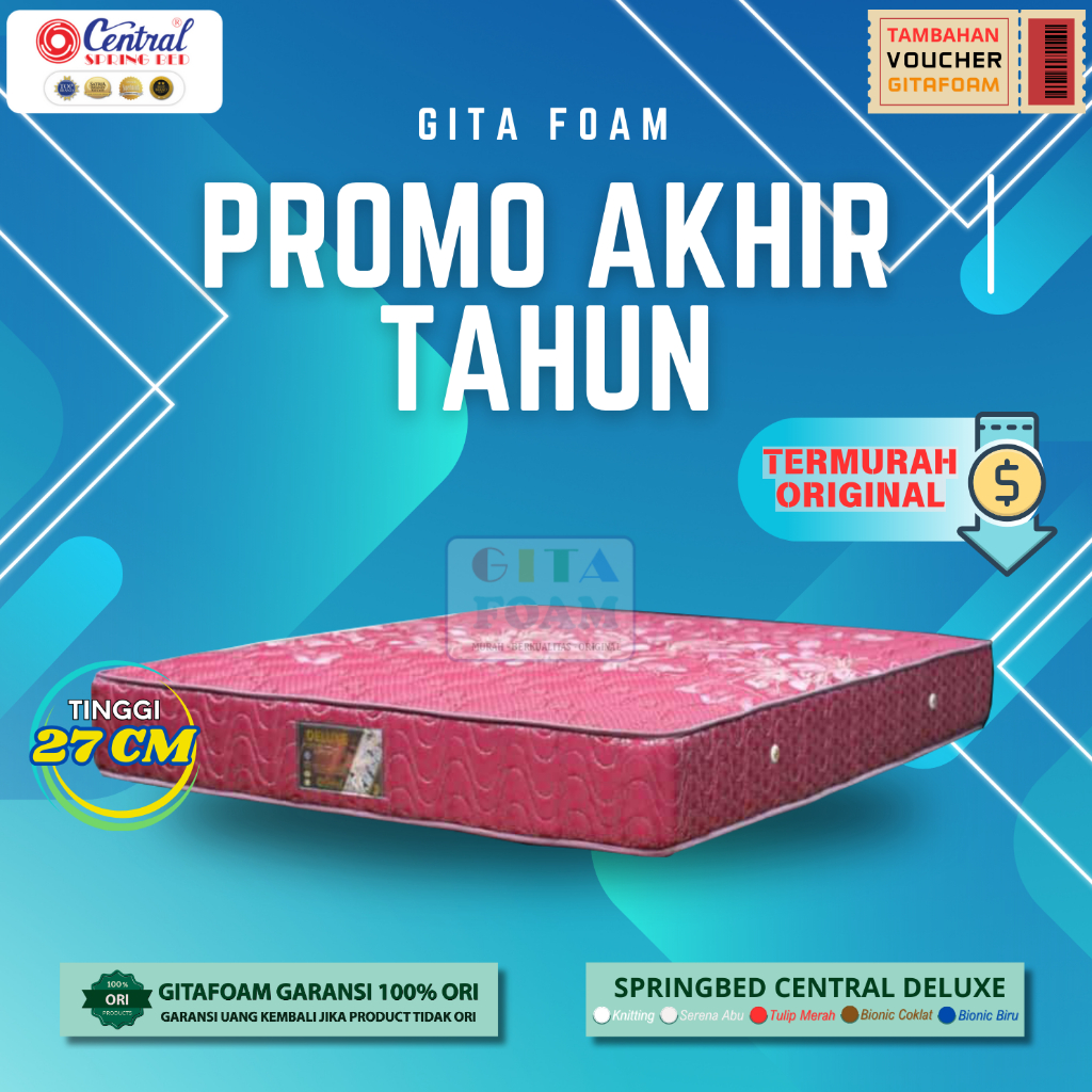 Jual Matras Springbed Central Deluxe Zest - Warna Tulip Merah - Central ...